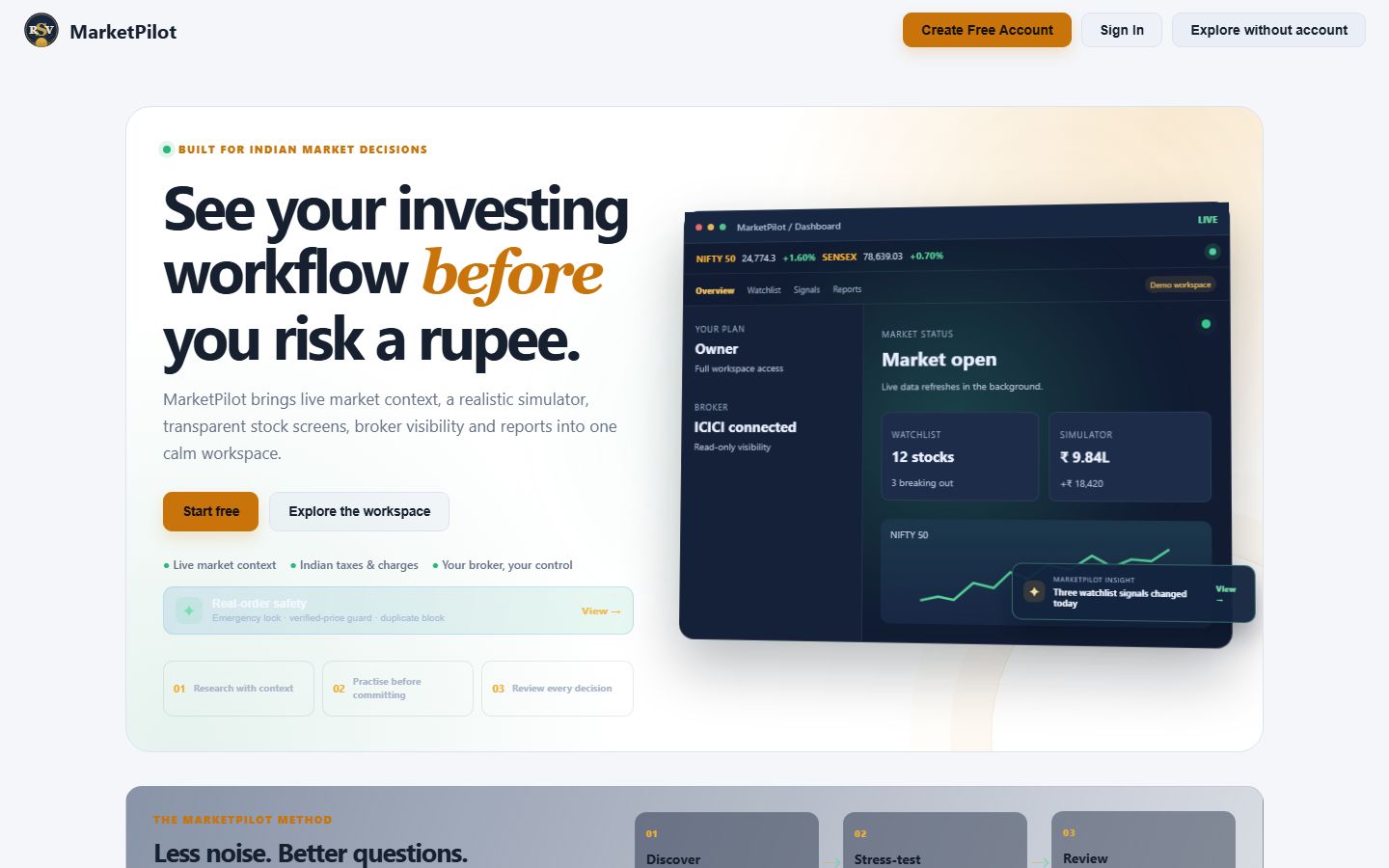 MarketPilot homepage preview
