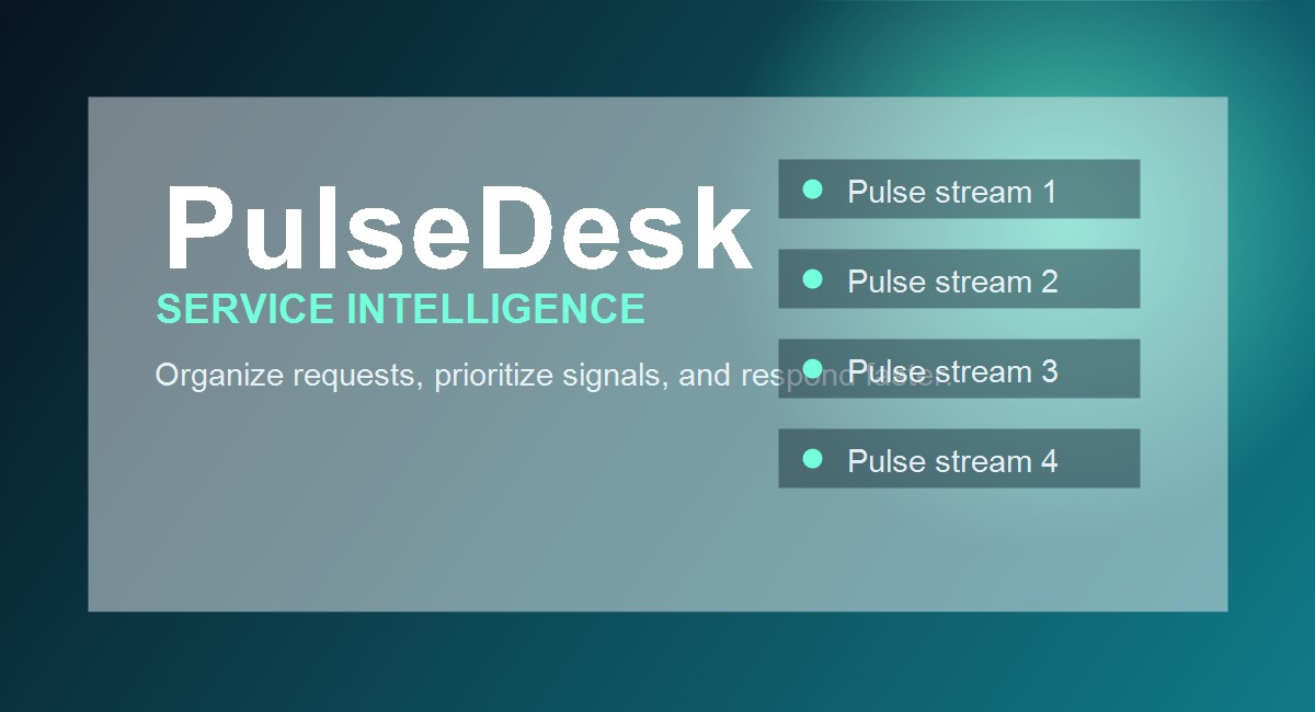 PulseDesk homepage preview